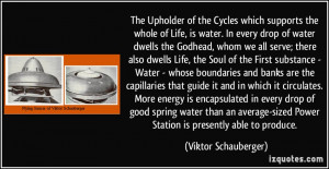 The Upholder of the Cycles which supports the whole of Life, is water ...