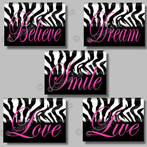 Print Wall Murals on Zebra Print Smile Dream Live Love Believe Quote ...