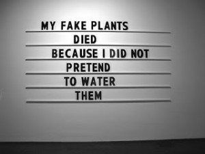 My fake plants died because I did not pretend to water them.