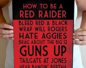 ... , Texas Tech Quote Poster Sign, Red Raiders Football Decor 11 x 17