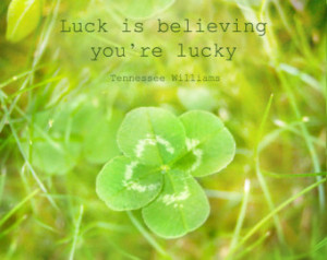 believing you are lucky - o r no quote - Soft Yellow Green Four Leaf ...