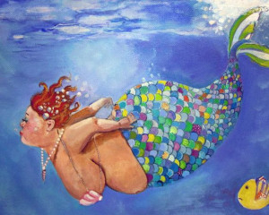 Peg Mermaid Art print bbw 8x10 by DarlingRomeo on Etsy, $17.00
