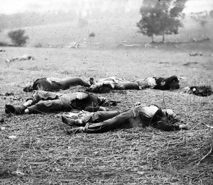Gettysburg, Pa. Bodies of Federal soldiers, killed on July 1, near the ...