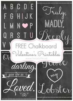 ... Clutter free chalkboard Valentine's Day printables. Classy Clutter