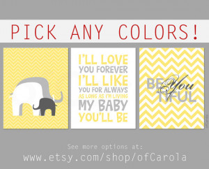 Elephants I'll Love You Forever Quote Wall Art Print Set THREE ...