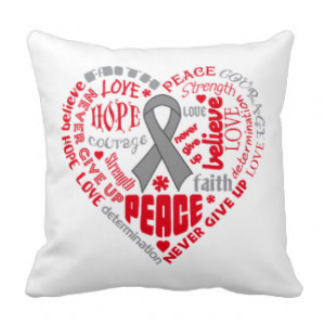 Brain Cancer Awareness Heart Words Pillow