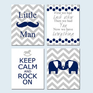 ... Quote, Keep Calm and Rock On, Chevron Elephant - Set of Four 8x10
