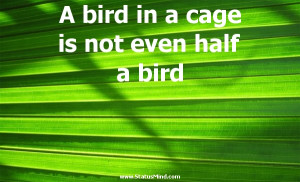 bird in a cage is not even half a bird - Henry Beecher Quotes ...