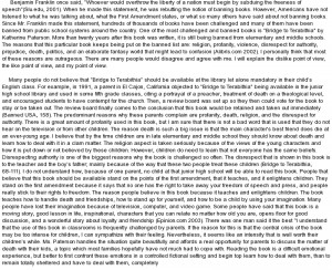 essay on Banned Books: The Bridge to Terabithia