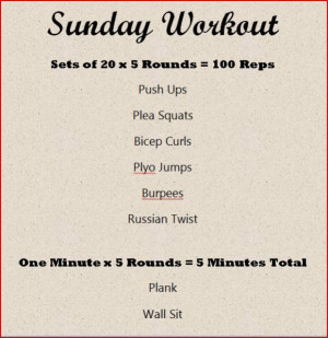 Sunday Workout: 6 exercises-100 Reps w/ 5 minute wall sits & plank ...
