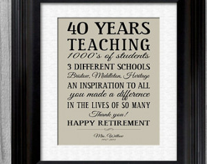 Retirement Gift Teacher Personalize d CUSTOM Teachers Appreciation ...