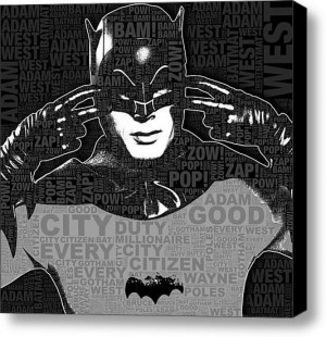 TV Batman Adam West and Quotes on Stretched Canvas