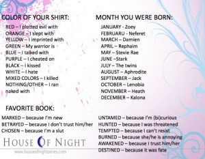 HOUSE OF NIGHT MAKE A SENTENCE! Reblog with your answer.