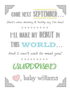 Pregnancy Announcement print - Pregnancy Surprise - new baby gift on ...