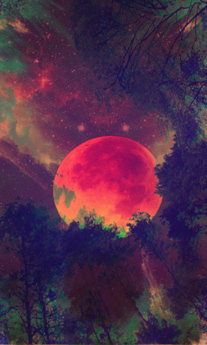 trippy trees moon psychedelic