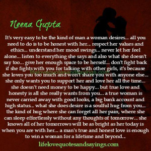 The kind of man a woman desires - Love Quotes And Sayings