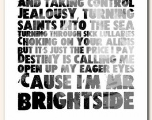 THE KILLERS - Mr Brightside - son g lyric typography - unframed poster ...