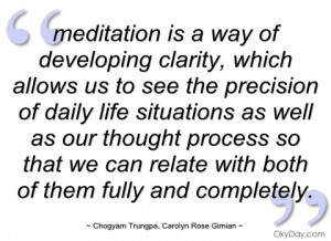 meditation is a way of developing clarity