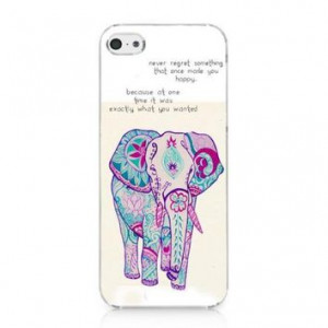 CRHK® Cute Rainbow Elephant Never Regret Quote Pattern Clear Back ...