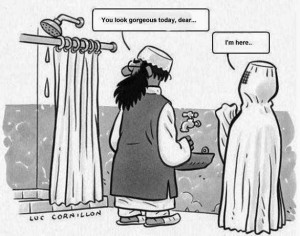 Funny Muslim Islam Joke Cartoon Picture - You look gorgeous dear... I ...