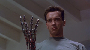Arnold Schwarzenegger as The Terminator in Terminator 2 - Judgment Day ...