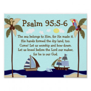 Ships Ahoy Nautical Bible Verse Wall Print