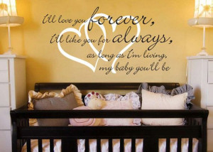 Ill Love You Forever Quote - Hearts - Baby Nursery Vinyl Wall Word ...