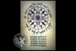 Taylor Compass with Elven and coordinates