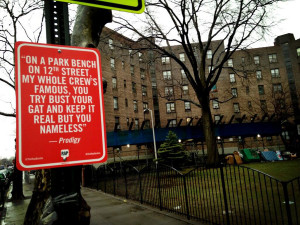 Rap Quotes: site-specific street art with official-looking signs ...