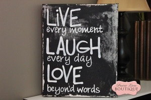 WA073 8 x 10 Canvas, Live Laugh Love, Antique, Black and White, Quote