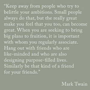 mark twain quote, Stay away from small people
