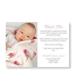 Baby Girl Photo Thank You Card