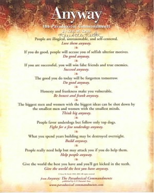 The Paradoxical Commandments ...