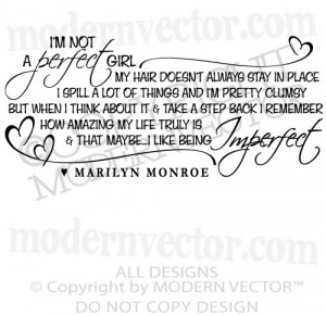MONROE Quote Vinyl Wall Decal IM NOT A PERFECT GIRL Vinyl Stickers