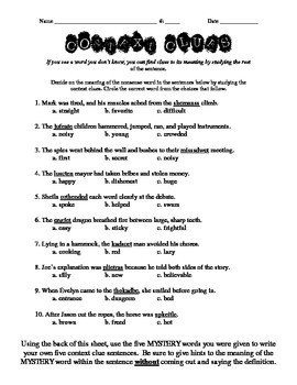 Context Clues Mystery Sentences