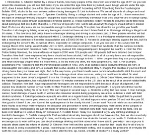 essay on A persuasive speech against underage drinking