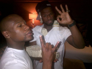 Floyd Mayweather y 50 Cent. Foto publicada en Twitter.
