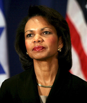 US Secretary of State, Condoleeza Rice, answers questions during a ...