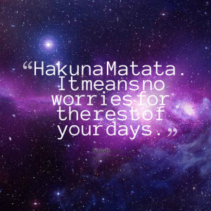 Hakuna Matata It Means No Worries Quote Quotes picture: hakuna matata