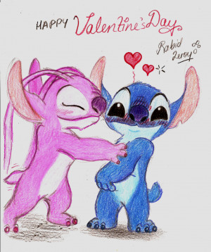 Valentines - Stitch n Angel by RabidLeroy