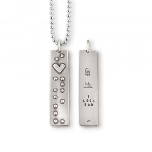 Love You in Braille, Inspirational Quote Necklace Jewelry