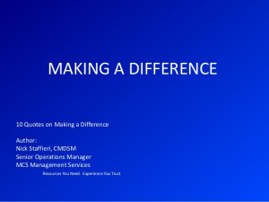 Making a difference quotes by nick staffieri
