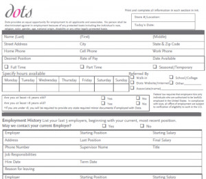 Dots Job Application Form Online | Job Hunter Database