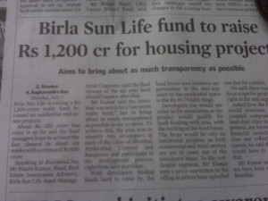 read with interest the news that Birla Sun Life is raising a Rs ...