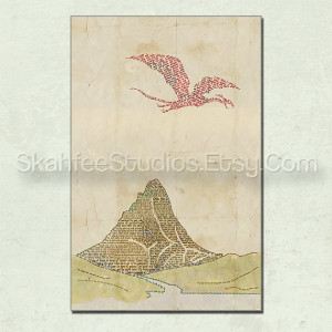 ... Lonely Mountain Typography Art, The Hobbit Poster, the Hobbit Quotes