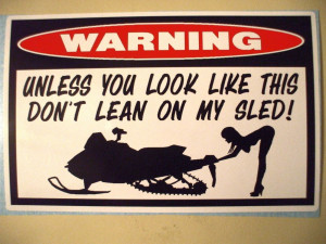 FUNNY SLED WARNING SNOWMOBILE SNOCROSS RACE TRAIL SNOW STICKER DECAL ...