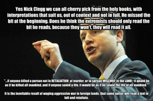 ... he reads, because they won't, they will Nick Clegg Quotes Quran Badly