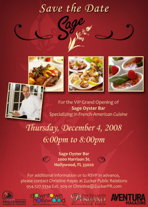 Your personal invitation to the VIP grand opening of Sage Bistro ...