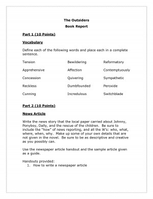 The Outsiders Book Report by thh57781