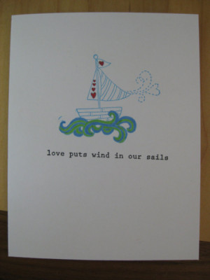 sailboat love quote greeting card - handmade stationary